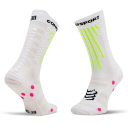 

Високі шкарпетки unisex Compressport Aero XU00054B White/Safe Yellow/Neo Pink, Білий