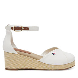 Tommy Hilfiger Halbschuhe Tommy Hilfiger Flag Closed Toe Mid Wedge Espad FW0FW08657 Weiß