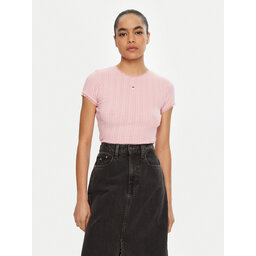 Tommy Jeans Tommy Jeans Majica DW0DW19493 Roza Slim Fit