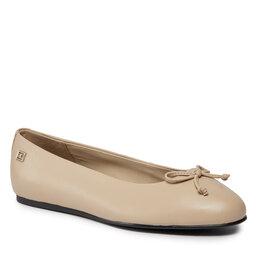 Tommy Hilfiger Ballerine Tommy Hilfiger Essential Leather Ballerina FW0FW07768 White Clay AES