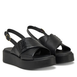 Tommy Hilfiger Sandály Tommy Hilfiger Th Logo Hw Padded Leather Sandal FW0FW08808 Černá
