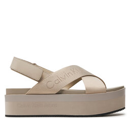 Calvin Klein Jeans Sandalen Calvin Klein Jeans Flatform Sandal Sling In Mr YW0YW01362 Beige