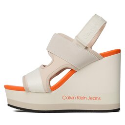 

Босоніжки Calvin Klein Jeans Wedge Sandal Webbing YW0YW01073 Eggshell/Shocking Orange ACF, Écru