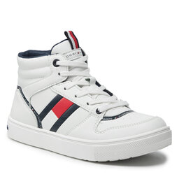 Tommy Hilfiger Laisvalaikio batai Tommy Hilfiger High Top Lace-Up Sneaker T3B4-32066-0900 S White 100