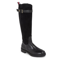 Tommy Hilfiger Jātnieku tipa zābaki Tommy Hilfiger Casual Essential Belt Longboot FW0FW07480 Black BDS