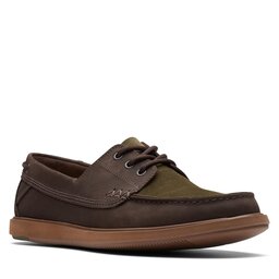 Clarks Halbschuhe Clarks Bratton Boat 26172442 Dark Brown Nub