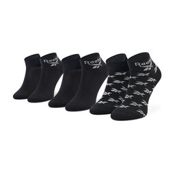 Reebok Set di 3 paia di calzini lunghi unisex Reebok Cl Fo Ankle Sock 3P GG6675 Nero