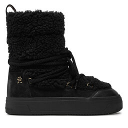 Tommy Hilfiger Cizme de zăpadă Tommy Hilfiger Lace-Up Faux Shearling Snowboot FW0FW08252 Negru