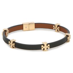 

Браслет Tory Burch Eleanor Leather Bracelet 147235 Tory Gold / Black 720, Чорний