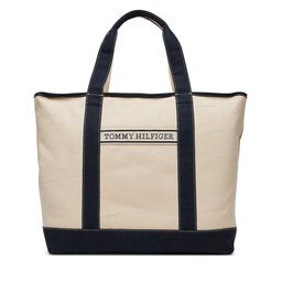 Tommy Hilfiger Borsetta Tommy Hilfiger Th Summer Canvas Tote AW0AW17421 Beige