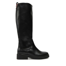 Tommy Hilfiger Kozačky Tommy Hilfiger Premium Leather Long Boot FW0FW08180 Černá