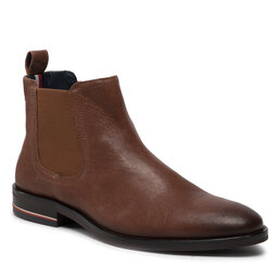 Tommy Hilfiger Klassische Stiefeletten Tommy Hilfiger Signature Hilfiger Lth Chelsea FM0FM04177 Winter Cognac GVI