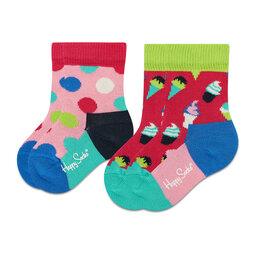 Happy Socks Σετ ψηλές κάλτσες παιδικές 2 τεμαχίων Happy Socks KICE02-3500 Έγχρωμο