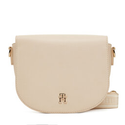 Tommy Hilfiger Handtasche Tommy Hilfiger Th Logotape Saddle Bag AW0AW17184 Écru