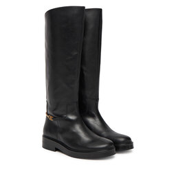 Tommy Hilfiger Čizme ispod koljena Tommy Hilfiger Horsebit Riding FW0FW08863 Crna