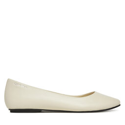 Calvin Klein Baleriny Calvin Klein Flat Mary Jane - Lth HW0HW02341 Écru