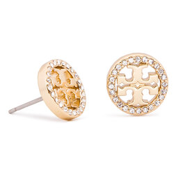 Tory Burch Kolczyki Tory Burch Crystal Logo Circle Stud Earring 53422 Tory Gold/Crystal 783