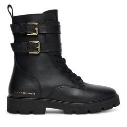 Tommy Hilfiger Μποτάκια Tommy Hilfiger Biker Laceup FW0FW08986 Μαύρο