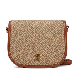 Tommy Hilfiger Ročna torba Tommy Hilfiger Th Monoplay Leather Saddle Bag AW0AW17414 Rjava
