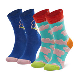 Happy Socks Sada 2 párů dětských vysokých ponožek Happy Socks KCLO02-6300 Barevná