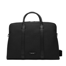 Calvin Klein Torba na laptopa Calvin Klein Embossed Woven Commuter LV04D3207G Czarny