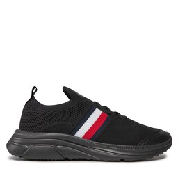 Tommy Hilfiger Sneakersy Tommy Hilfiger Modern Runner Knit Stripes Ess FM0FM04798 Čierna