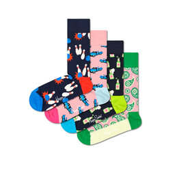 Happy Socks Set od 4 para unisex visokih čarapa Happy Socks XBOW09-0200 Šarena