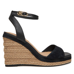 Tommy Hilfiger Espadrile Tommy Hilfiger Leather & Suede High Wedge Espad FW0FW08803 Negru
