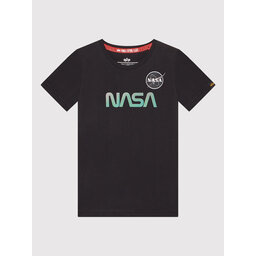 Alpha Industries Alpha Industries Marškinėliai Nasa Rainbow Reflective 198718RR Juoda Regular Fit