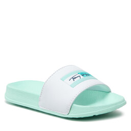 Tommy Hilfiger Șlapi Tommy Hilfiger Flag Print Pool Slide T3A0-32197-1172 M White/Aquamarine A166