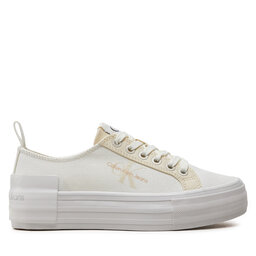Calvin Klein Jeans Tenisice Calvin Klein Jeans Bold Vulc Flatf Low Lace Mix Mtl YW0YW01465 Écru