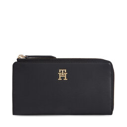 Tommy Hilfiger Duży Portfel Damski Tommy Hilfiger Th Feminine Large Slim Wallet AW0AW14890 Czarny