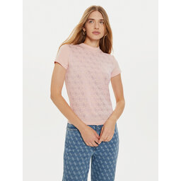 Guess Guess Marškinėliai W4BI26 J1314 Rožinė Slim Fit