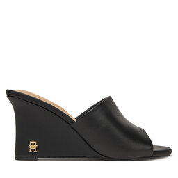 Tommy Hilfiger Чехли Tommy Hilfiger Leather Wedge Mule FW0FW08418 Черен