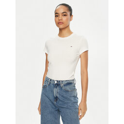 Tommy Jeans Tommy Jeans Majica DW0DW20459 Bela Slim Fit