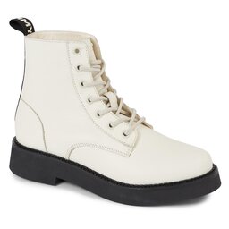 Tommy Jeans Členková obuv Tommy Jeans Tjw Lace Up Flat Boot EN0EN02310 Rich Cream YA6