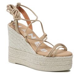 Manebi Espadrile Manebi Soft Suede Lace-Up Wedge Espadrilles M 1.1 WA Champagne Beige