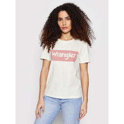 Wrangler Marškinėliai Wrangler Box Logo W7P3D3C11 Vanilla Ice White