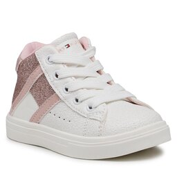 Tommy Hilfiger Сникърси Tommy Hilfiger High Top Lace-Up Sneaker T1A9-32301-0701 M White/Pink X134