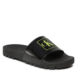 Calvin Klein Jeans Chanclas Calvin Klein Jeans Truck Slide Monogram Rubber YM0YM00591 Black/Safety Yellow 0LR