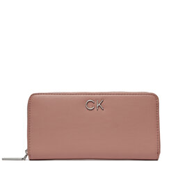 Calvin Klein Portofel Mare de Damă Calvin Klein Re-Lock Z/A Wallet Lg K60K609699 Ash Rose VB8