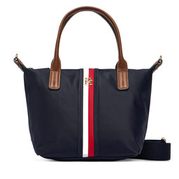 Tommy Hilfiger Handtasche Tommy Hilfiger Popette Mini Tote Corp AW0AW19025 Dunkelblau