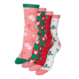 Vero Moda Sada 4 párů dámských vysokých ponožek Vero Moda 10274060 Hot Pink 4304838