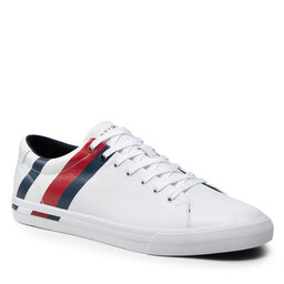 Tommy Hilfiger Sneakers Tommy Hilfiger Corporate Stripes Leather Vulc FM0FM04003 White YBR