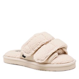 Calvin Klein Jeans Hausschuhe Calvin Klein Jeans Home Slide Velcro Shearling YW0YW00861 Eggshell 0GD