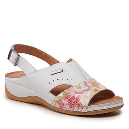 Pollonus Sandaler Pollonus 5-1516-003 KWIATY 334/BIAŁY VERO