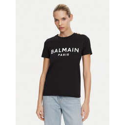 Balmain Balmain Marškinėliai BF1EF005BB02 Juoda Regular Fit