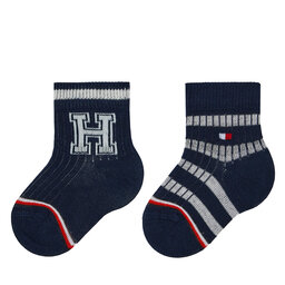 Tommy Hilfiger Sada 2 párů dětských vysokých ponožek Tommy Hilfiger 701224996 Navy Combo 001