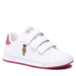 Polo Ralph Lauren Sneakersy Polo Ralph Lauren Heritage Court Ii Bear Ez RF104108 White Smooth/Baja Pink/Yellow w/ Watch Hill Bear