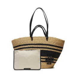 Tory Burch Borsetta Tory Burch Ella Striped Straw Basket Tote 135737 Natural/Black 270